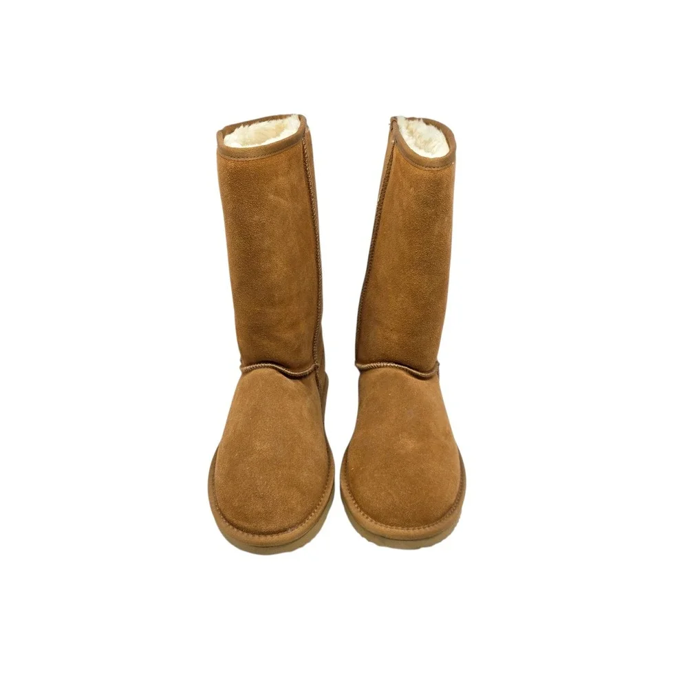 AUSLAND Women's Classic Winter Snow Boots Brown‎ Suede Fur Lined Tall 9.5